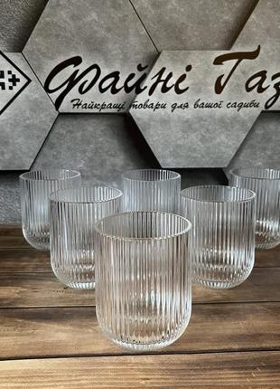 Набір прозорих ребристих склянок з товстого скла, 6 шт, 250 мл1 фото