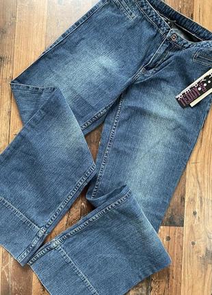 Актуальні вінтажні джинси з потертостями зеленуватого відтінку low waist / y2k2 фото