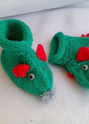 Мишки: пінетки (шкарпетки) для малюка (ручна в'язка)5 фото