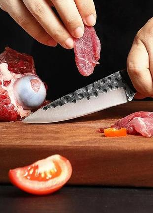 Нож кухонный с чехлом. прочная кованая нержавеющая сталь 5cr15mov.7 фото