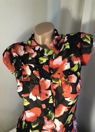 Блуза блузка рубашка цветочный принт2 фото