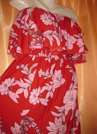 Шикарный удобный нарядный красный сарафан длинное платье в пол с разрезом резинка на талии quiz10 фото