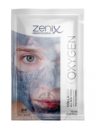 Киснева бульбашкова маска для обличчя з колагеном zenix, 10 мл