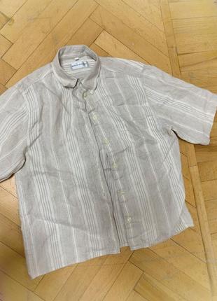 Рубашка льняная с коротким рукавом marco visconti1 фото