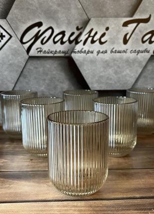 Набір ребристих склянок з товстого скла, 6 шт, 250 мл1 фото