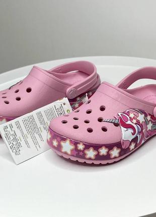 Крокси дитячі рожеві crocs fun lab дитячі unicorn єдиноріг оригінал3 фото