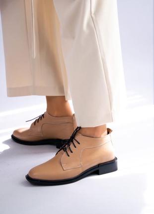 Кожаные ботинки цвет карамель1 фото