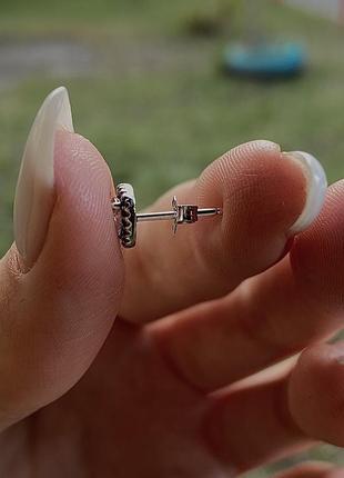 Серьги-пуссеты pandora, серебряные серьги-пуссеты сердце5 фото