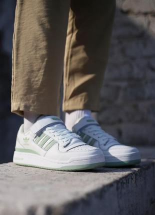 Жіночі кросівки адідас білі adidas forum 84 low white green6 фото