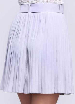 Плиссированная серая юбка - мини5 фото