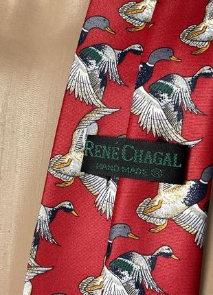Краватка червона з качками птиці в польоті вінтаж3 фото