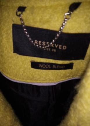 Новое пальто reserved шерстяное пальто шеость wool blend лимонное4 фото