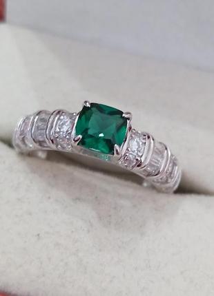 Серебряное кольцо перстень с изумрудом  nano4 фото