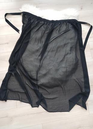 Черная прозрачная юбка-фартук asos на завязках1 фото
