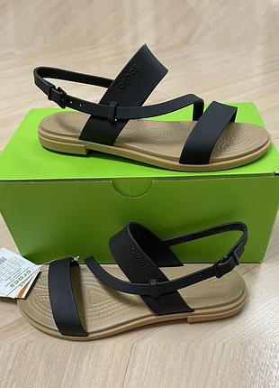 Крокс сандалі жіночі тулум чорні crocs tulum strappy black / mushroom