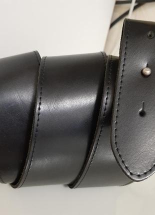 Итальянский кожаный широкий (6 см) женский черный ремень, пояс8 фото