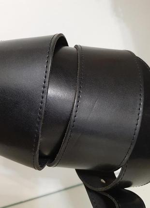 Итальянский кожаный широкий (6 см) женский черный ремень, пояс9 фото