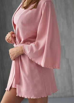 Жіноча піжама, домашній костюм трійка в рубчик5 фото