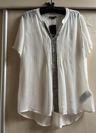 Блуза вискоза натуральная вышивка шифоновая летняя рубашка свободный крой