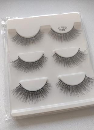 Новые накладные ресницы 6 шт. 3 пари 3d eyelash
натуральные тонкие черные полосками