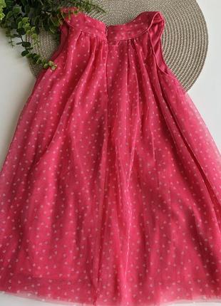 Нежное платье фатин на подкладке в сердечки с цветами нарядное платье5 фото