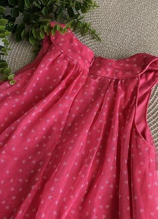 Нежное платье фатин на подкладке в сердечки с цветами нарядное платье4 фото