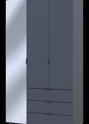 Шкаф для одежды с зеркалом гелар графит 116,5х49,5х203,4 распашной гардероб для спальни шкафы в спальню