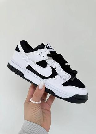 Стильные женские кроссовки nike air dunk low jumbo white black чёрно-белые