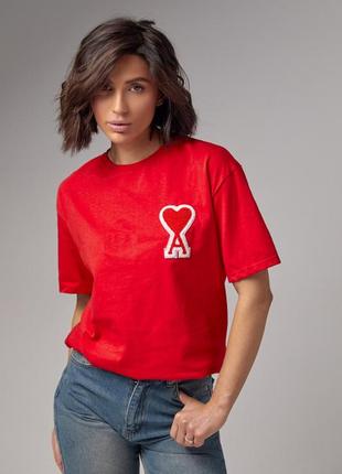 Трикотажная футболка с нашивкой ami4 фото