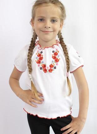 Вышиванка футболка для девочки с вышивкой короткий рукав