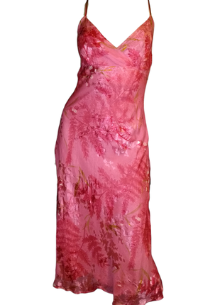 Платье шёлковое приталенное летнее красное розовое
