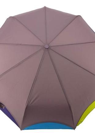 Жіноча напівавтоматична парасоля на 9 спиць антивітер від frei regen з веселковим краєм, пудровий, 02039-11 фото