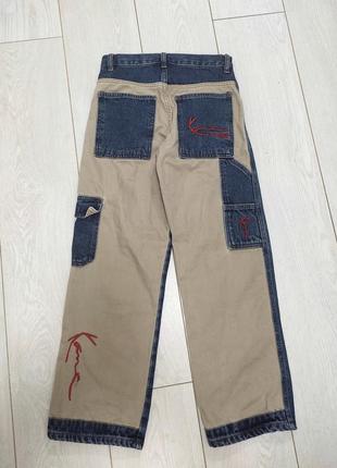 Стильные реп карго джинсы два цвета карл кани унисекс1 фото