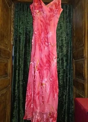 Платье шёлковое приталенное летнее красное розовое3 фото