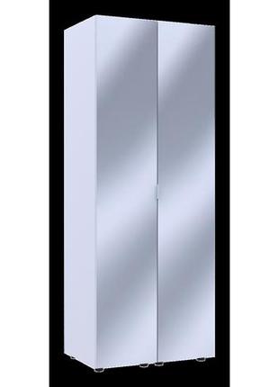 Шкаф для одежды зеркальный гелар белый 78х49,5х203,4 распашной с зеркалом для спальни...