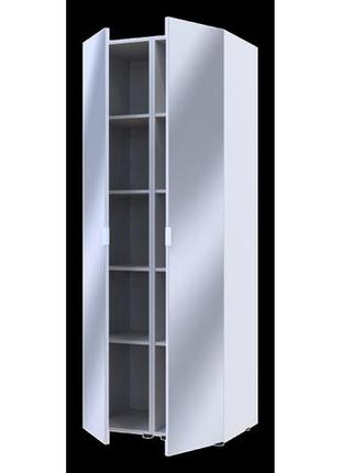 Шкаф для одежды зеркальный гелар белый 78х49,5х203,4 распашной с зеркалом для спальни...