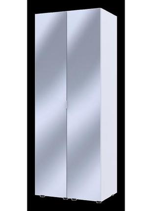 Шкаф для одежды зеркальный гелар белый 78х49,5х203,4 распашной с зеркалом для спальни шкафы в спальню2 фото