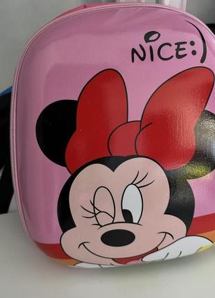 Розовый рюкзак микки mickey disney с твердым корпусом , ортопедический 3d с героями  для девочки2 фото
