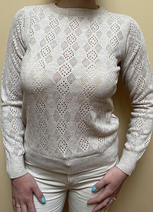 Кофтинка з перфорацією кольору льон (світло бежевий )💎💎💎