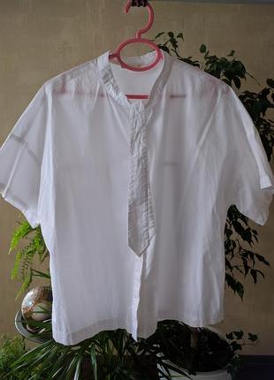 Стильная белая рубашка, свободный крой1 фото