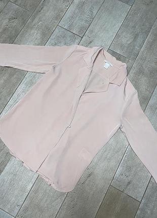 Нюдовая пудрова сорочка,блузка на запах ,базова сорочка