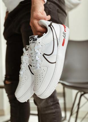 Кроссовки мужские nike air force 1 react white black red 🆕 купить наложенный платёж