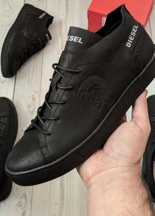 Кеды кроссовки мужские кожаные diesel черные6 фото