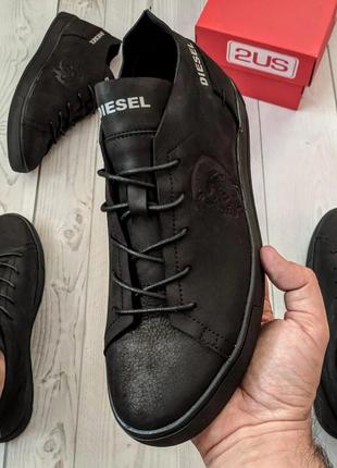 Кеды кроссовки мужские кожаные diesel черные8 фото