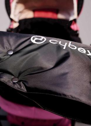 Муфта зимняя для рук на коляске с вышивкой cybex на флисе