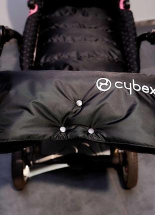 Муфта зимняя для рук на коляске с вышивкой cybex на флисе