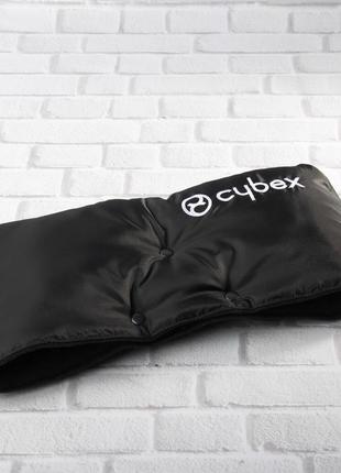 Муфта зимняя для рук на коляске с вышивкой cybex на флисе