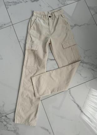 Карго штани, бежевые джинсы stradivarius6 фото