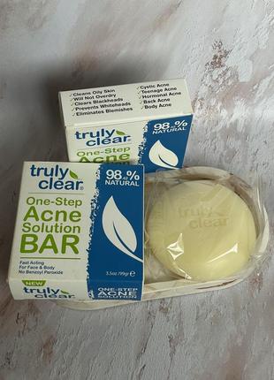 Мыло от угрей / прыщей для лица и тела truly clear one step acne bar1 фото