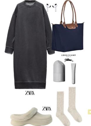 Трикотажна бавовняна сукня з вивареним ефектом  zara